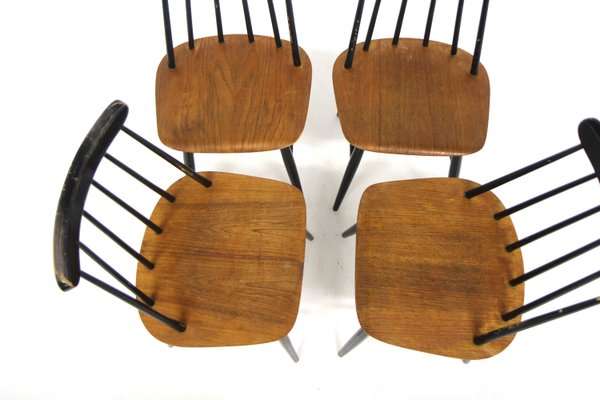 Scandinavian Fanett Chairs by Ilmari Tapiovaara for Edsby Verken, Sweden, 1960s, Set of 4-GEK-2035548