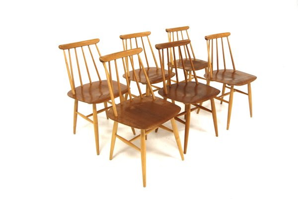 Scandinavian Fanett Teak Chairs by Ilmari Tapiovaara for Edsby Verken, 1960, Set of 6-GEK-2041132