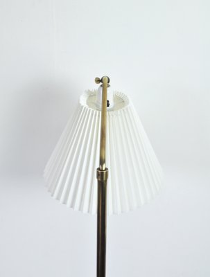 Scandinavian Floor Lamp in Brass with Pleated Shade, 1950s-HPQ-1399202