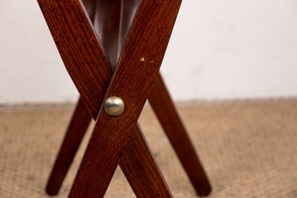 Scandinavian Foldable Magazine Rack in Stained Beech and Brass by Cees Braakman for Pastoe, 1960s