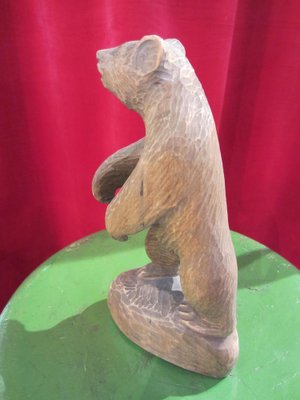 Scandinavian Folk Art Sculpted Wooden Bear, 1960-YDZ-1820192