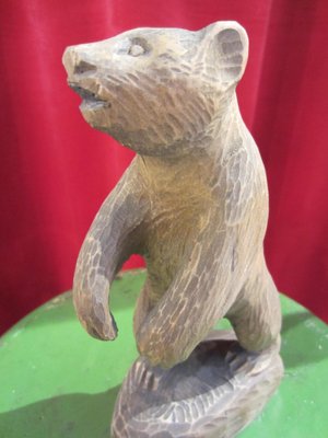 Scandinavian Folk Art Sculpted Wooden Bear, 1960-YDZ-1820192