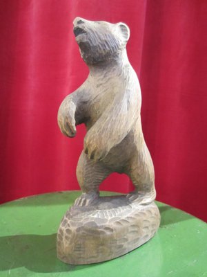 Scandinavian Folk Art Sculpted Wooden Bear, 1960-YDZ-1820192