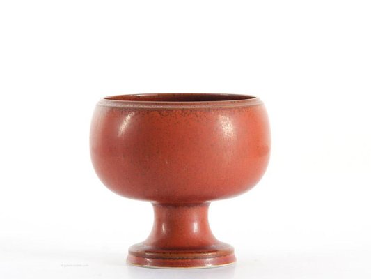 Scandinavian Footed Bowl in Red-Brown Glaze by Stig Lindberg for Gustavsberg, 1979-PI-703194