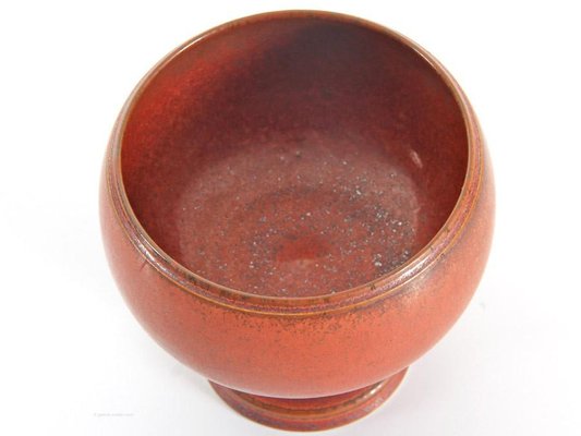 Scandinavian Footed Bowl in Red-Brown Glaze by Stig Lindberg for Gustavsberg, 1979-PI-703194