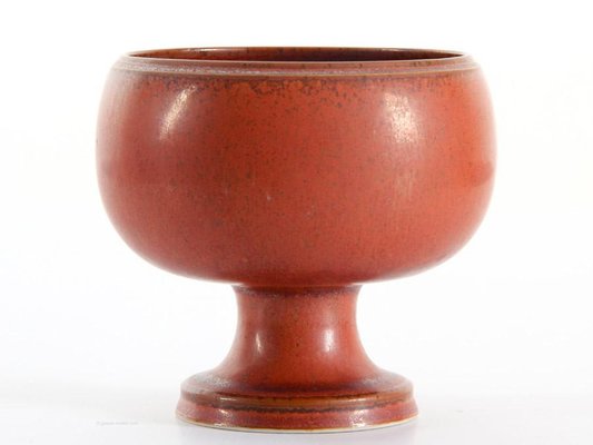 Scandinavian Footed Bowl in Red-Brown Glaze by Stig Lindberg for Gustavsberg, 1979-PI-703194