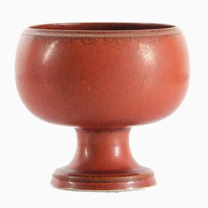 Scandinavian Footed Bowl in Red-Brown Glaze by Stig Lindberg for Gustavsberg, 1979-PI-703194