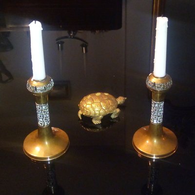 Scandinavian Gilt Bronze Candleholders by Pentti Sarpaneva, 1970s, Set of 2-YGE-1110346