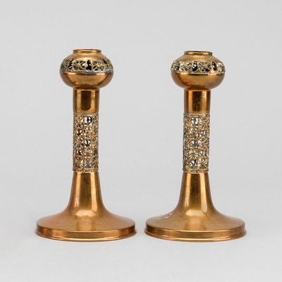 Scandinavian Gilt Bronze Candleholders by Pentti Sarpaneva, 1970s, Set of 2-YGE-1110346