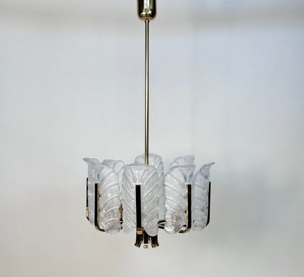 Scandinavian Glass and Brass Chandelier by Carl Fagerlund for JBS, 1960s-JP-1788016