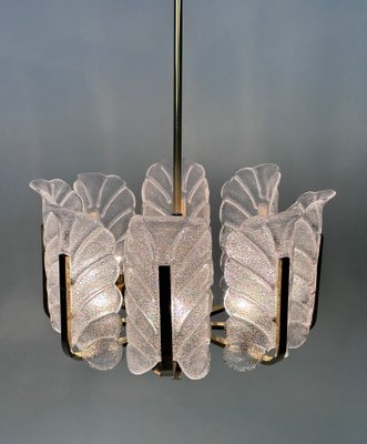 Scandinavian Glass and Brass Chandelier by Carl Fagerlund for JBS, 1960s-JP-1788016