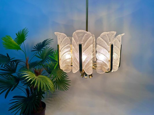 Scandinavian Glass and Brass Chandelier by Carl Fagerlund for JBS, 1960s-JP-1788016