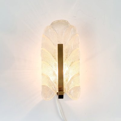 Scandinavian Glass and Brass Leaf Wall Lights by Carl Fagerlund for Orrefors, 1960s, Set of 2-BMM-1746935