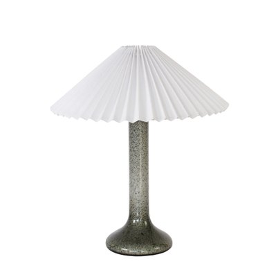 Scandinavian Glass Table Lamp with Pleated Shade-HJP-1104355