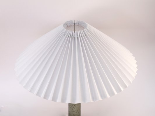 Scandinavian Glass Table Lamp with Pleated Shade-HJP-1104355