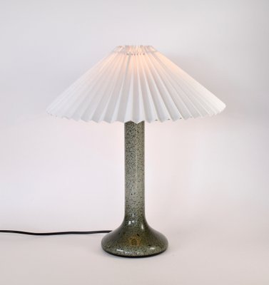 Scandinavian Glass Table Lamp with Pleated Shade-HJP-1104355