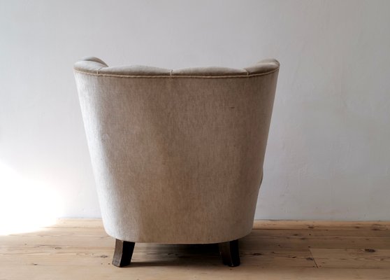 Scandinavian Grey Velvet Armchair, 1950s-APD-1175099