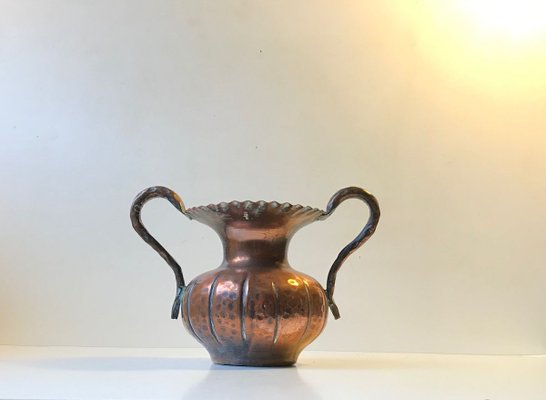 Scandinavian Hand-Embossed Brutalist Copper Vase, 1970s-LCR-750301