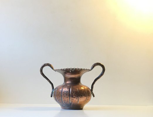 Scandinavian Hand-Embossed Brutalist Copper Vase, 1970s-LCR-750301