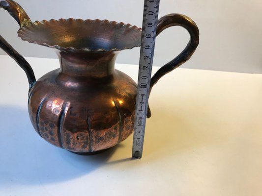 Scandinavian Hand-Embossed Brutalist Copper Vase, 1970s-LCR-750301