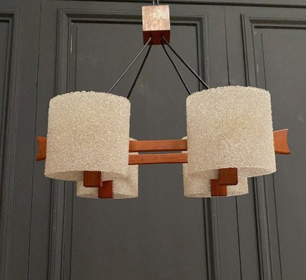 Scandinavian Hanging Chandelier in Teak and Resin, 1960-QKG-1764195