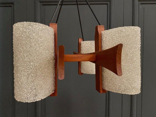 Scandinavian Hanging Chandelier in Teak and Resin, 1960-QKG-1764195