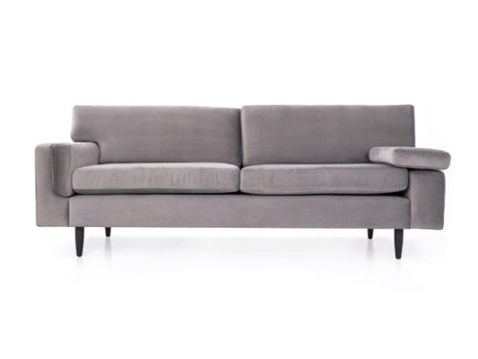 Scandinavian Helsinki Grey Velour Sofa-VND-1118324