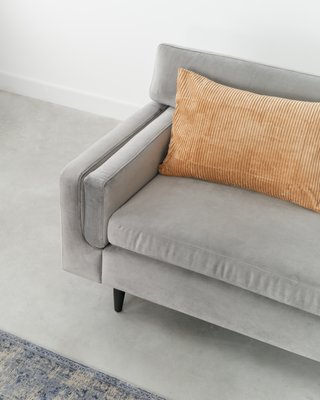 Scandinavian Helsinki Grey Velour Sofa-VND-1118324