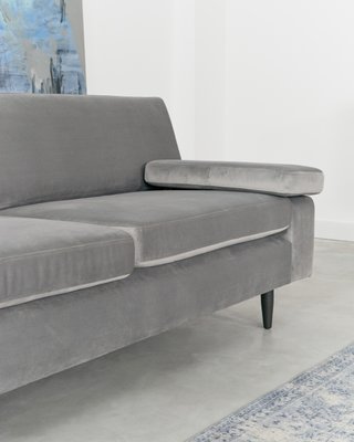 Scandinavian Helsinki Grey Velour Sofa-VND-1118324