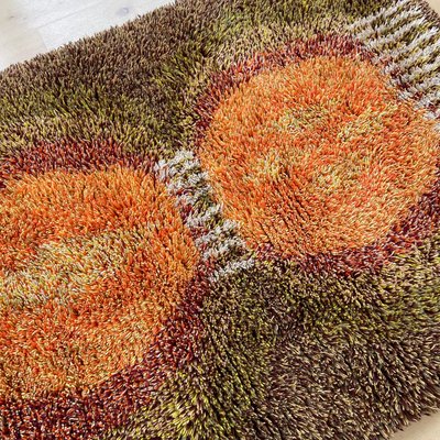 Scandinavian High Pile Abstract Rya Rug Carpet, Finland, 1960s-QZ-1345699