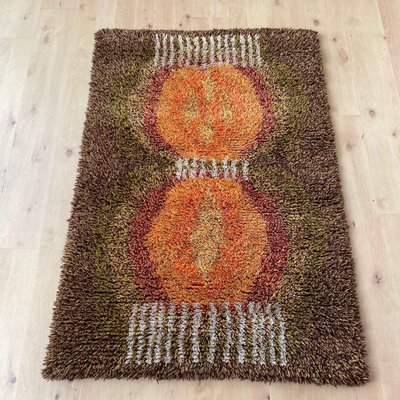 Scandinavian High Pile Abstract Rya Rug Carpet, Finland, 1960s-QZ-1345699