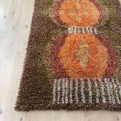 Scandinavian High Pile Abstract Rya Rug Carpet, Finland, 1960s-QZ-1345699