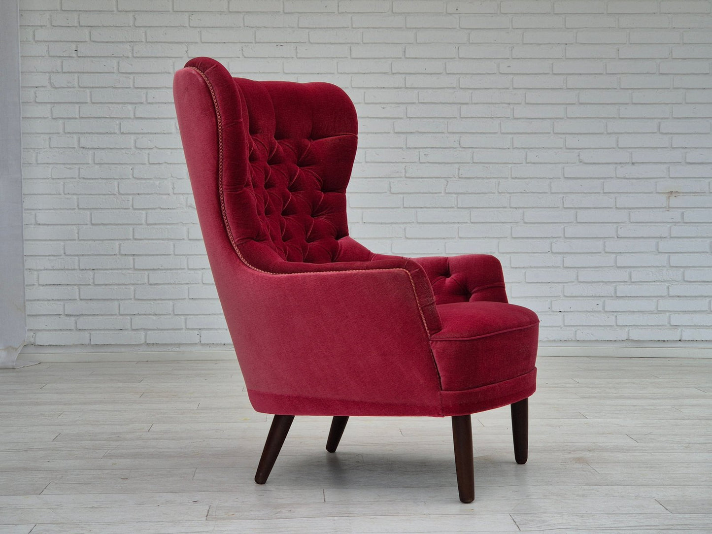 Scandinavian Highback Armchair in Velour, 1960s