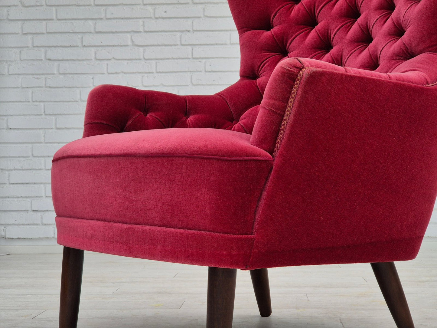 Scandinavian Highback Armchair in Velour, 1960s