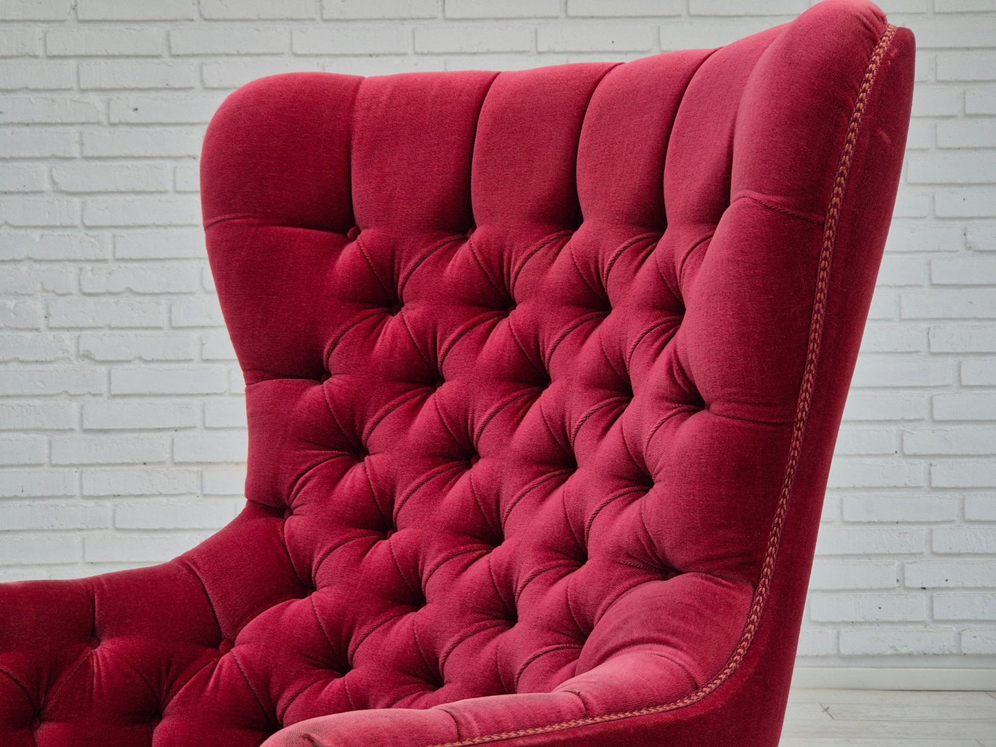 Scandinavian Highback Armchair in Velour, 1960s