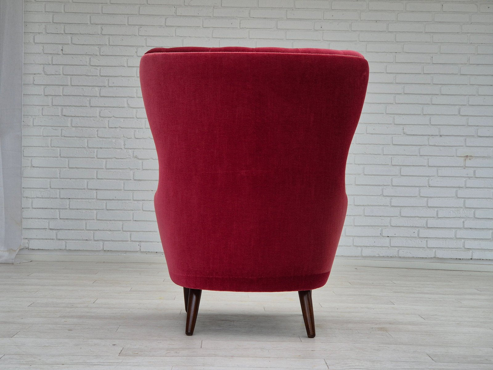 Scandinavian Highback Armchair in Velour, 1960s