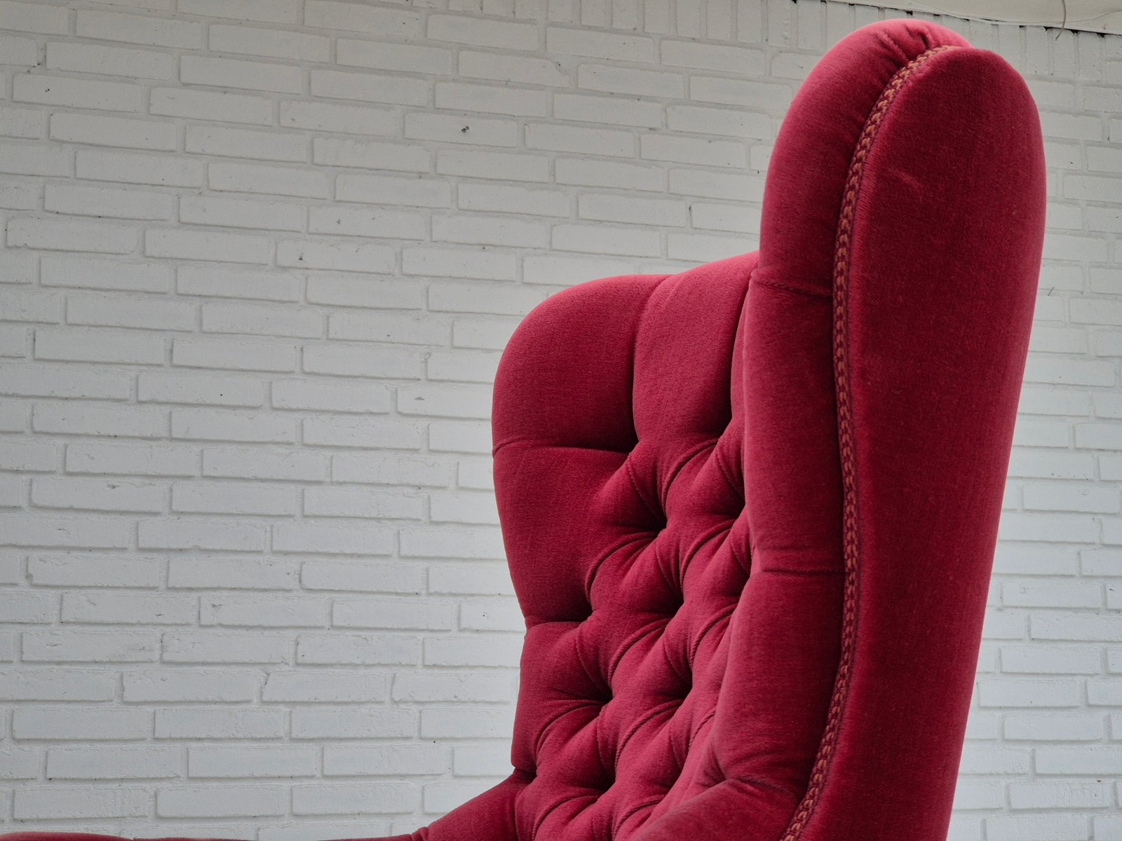 Scandinavian Highback Armchair in Velour, 1960s