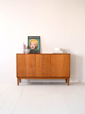 Scandinavian Highboard with Central Drawers, 1950s-QWP-1765516