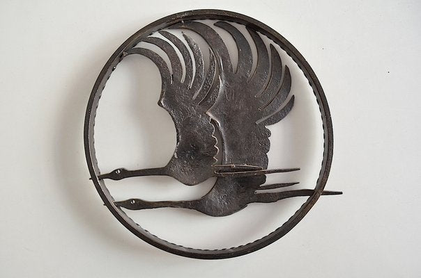 Scandinavian Iron Wall Sculpture, 1960s-OV-1338390