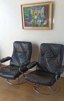 Scandinavian Leather Armchair, 1970s-ZEF-1723732