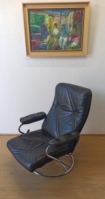 Scandinavian Leather Armchair, 1970s-ZEF-1723732