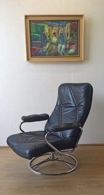 Scandinavian Leather Armchair, 1970s-ZEF-1723732