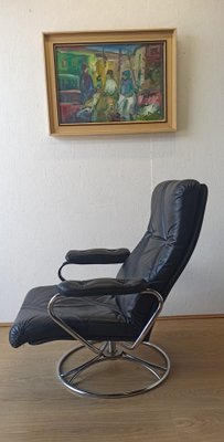 Scandinavian Leather Armchair, 1970s-ZEF-1723732