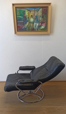 Scandinavian Leather Armchair, 1970s-ZEF-1723732