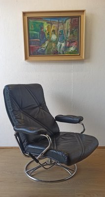 Scandinavian Leather Armchair, 1970s-ZEF-1723732