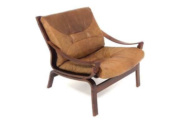 Scandinavian Leather Armchair, Norway, 1960s-GEK-1730093