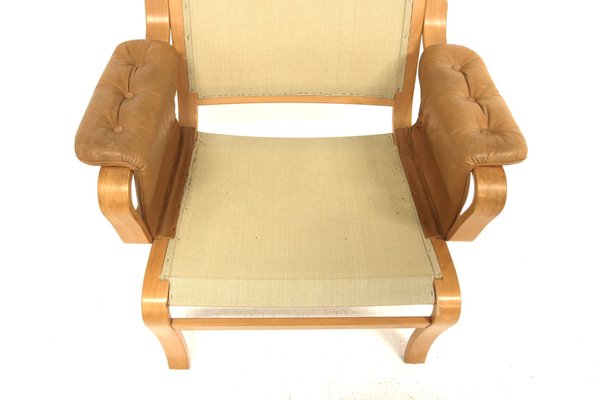 Scandinavian Leather Armchair, Sweden, 1970s-GEK-1735443