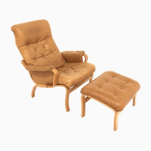 Scandinavian Leather Armchair, Sweden, 1970s-GEK-1735443