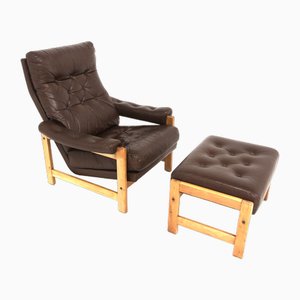 Scandinavian Leather Armchairs, 1970, Set of 2-GEK-1743007