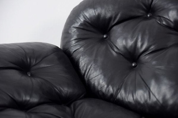 Scandinavian Leather Black Sofa by John-Bertil Häggström for Swed-Form, 1970s-ZAA-811816